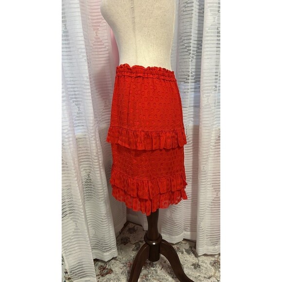 Tory Burch Short Tiered Ruffle Skirt in Red Size M - Picture 2 of 4